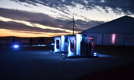A Tesla car charging station at Jamestown, South Australia.