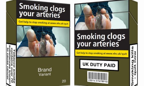 Under the EU directive, all tobacco packaging will be uniformly green with large images showing the harmful effects of smoking