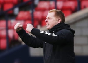 Celtic manager Neil Lennon celebrates.