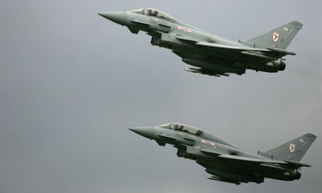 Two Eurofighter Typhoons in flight