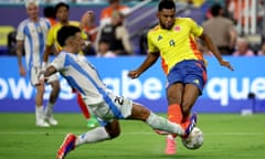 Copa America 2024 - Final - Argentina v Colombia<br>Soccer Football - Copa America 2024 - Final - Argentina v Colombia - Hard Rock Stadium, Miami, Florida, United States - July 14, 2024
Colombia's Miguel Borja in action with Argentina's Lisandro Martinez REUTERS/Agustin Marcarian
