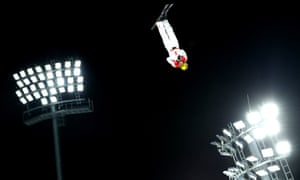 Jia Zongyang of Team China performs a trick during the men’s freestyle aerial qualifiers.