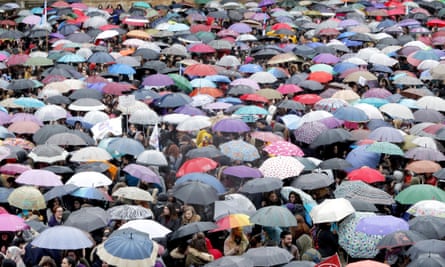 An International Women’s Day rally at Obradoiro square in Santiago de Compostela, Spain.