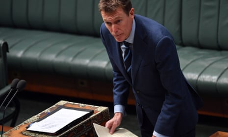 Attorney-general Christian Porter introduces the Morrison government’s industrial relations bills in the House of Representatives on Wednesday. 