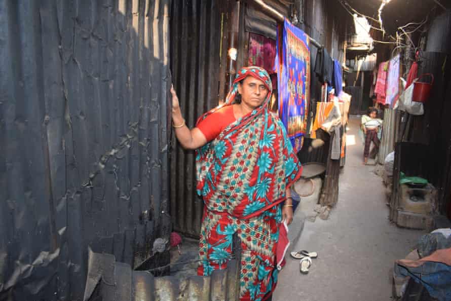 Shahida Begum outside her shack in the Kalyanpur slum. It is an unhealthy environment but it’s home.