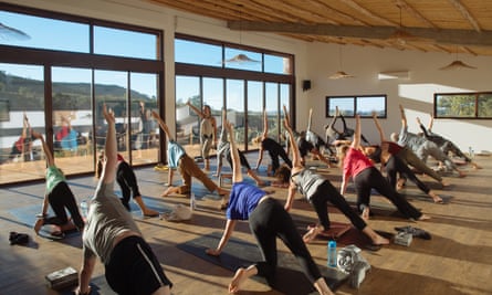 A yoga class in full swing at Wild View Retreat, Portugal