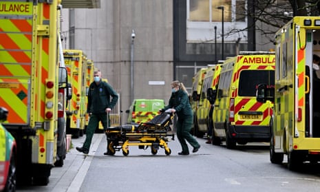An ambulance crew outside the Royal London Hospital.