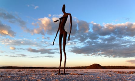 Sculpture by Antony Gormley, Inside Australia exhibition, on Lake Ballard