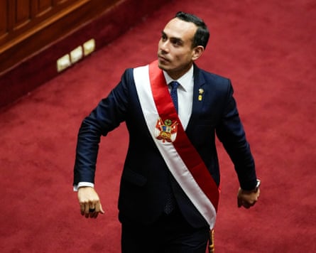 Congress leader José Jerí wearing sash