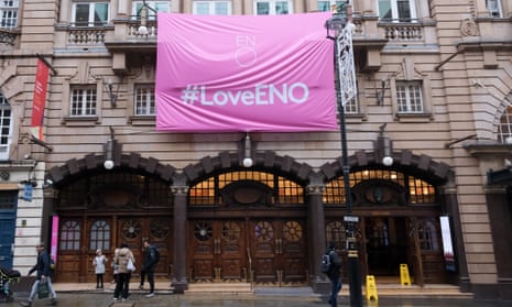 A banners at the English National Opera in London in November.