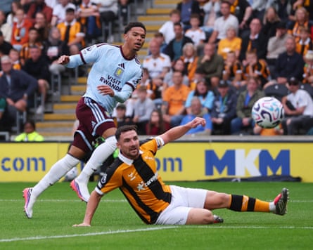 The Aston Villa winger George Hemmings shoots