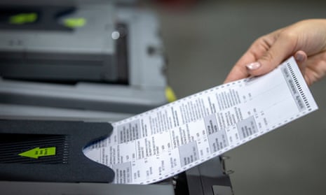 A worker tests voting equipment in Miami, Florida on 19 October 2022. 