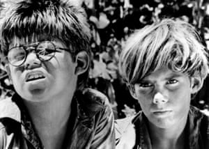 Hugh Edwards and James Aubrey play Piggy and Ralph in Lord of the Flies (1963), directed by Peter Brook