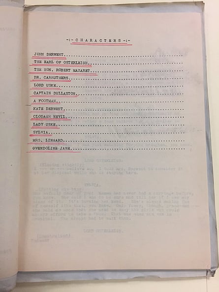 Character list for Edith Wharton’s typescript draft