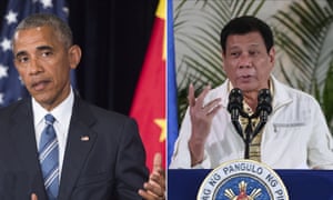 Barack Obama, left, and Rodrio Duterte