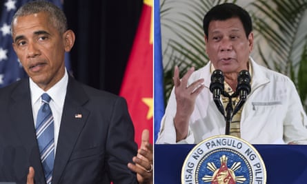 Composite image of Barack Obama and Rodrigo Duterte. The Philippine president has repeatedly called his US counterpart a ‘son of a whore’.