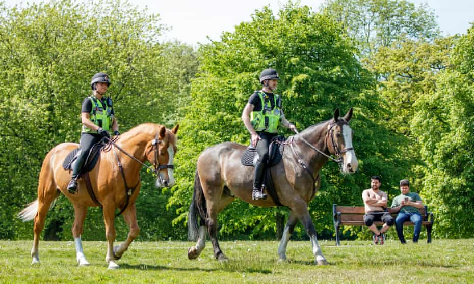 Mounted police in Heaton Park, Manchester