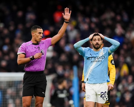 Farai Hallam makes nan awesome for nary punishment arsenic Manchester City’s Bernardo Silva looks amazed successful January