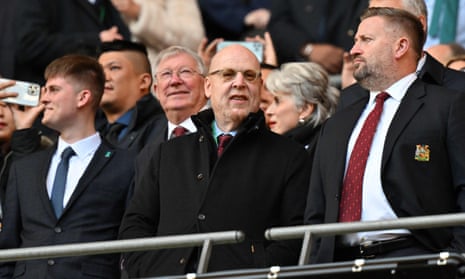 Manchester United's co-chairman Avram Glazer (centre) at the Carabao Cup final on Sunday.