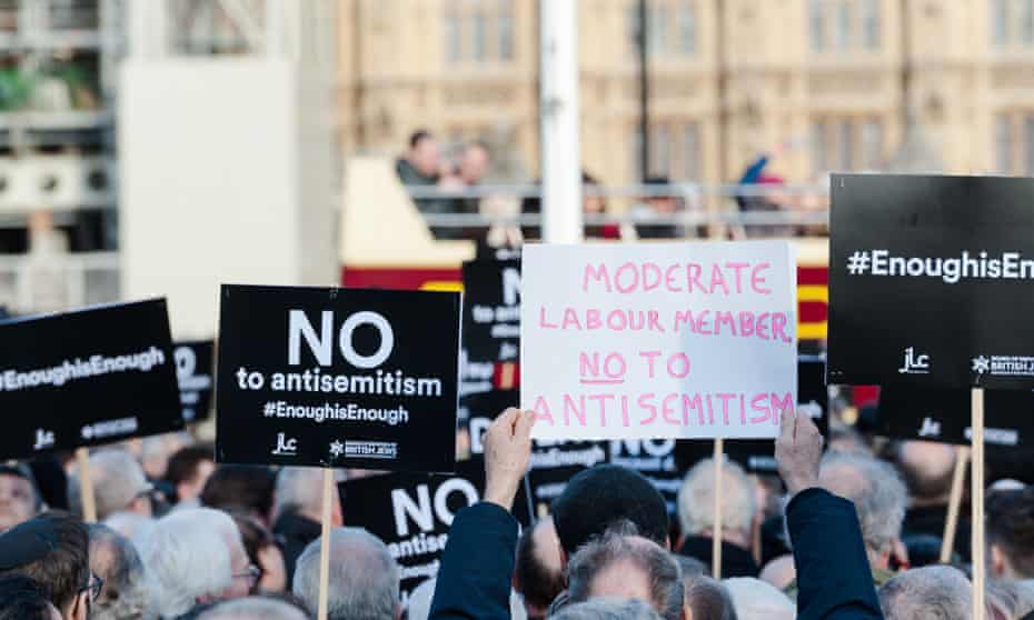 An antisemitism protest in London