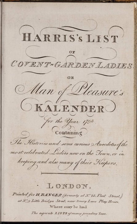 Title page of 1793 edition of Harris’s Lists of Covent-Garden Ladies.
