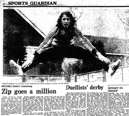 How the Guardian reported Trevor Francis becoming the first £1m footballer.