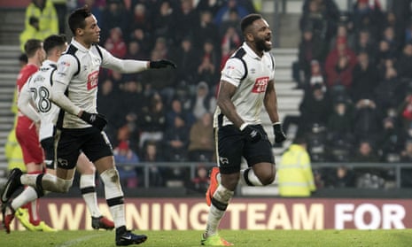 Darren Bent celebrates after his penalty earned Derby County a point in their 3-3 draw with Bristol City.