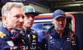 Christian Horner, Max Verstappen and Adrian Newey (from left to right) at the Dutch Grand Prix last year