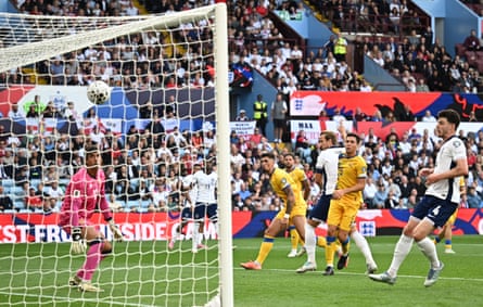 Andorra’s Christian García scores England’s first with an own goal