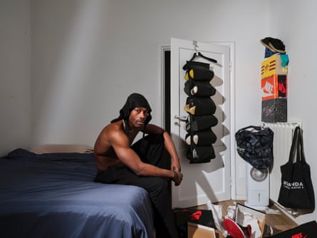 Mark on the bed in his room