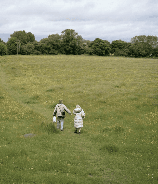 Jackie follows Justin as he searches for birds near Tring, Hertfordshire, 2013.