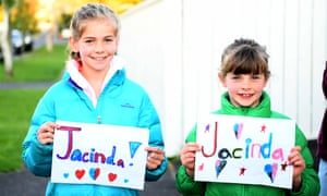 Neighbours of Jacinda Ardern show their support outside her house