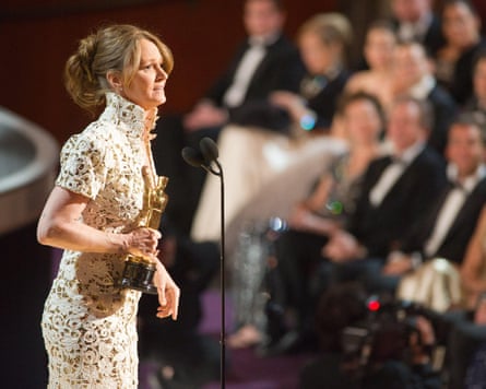 Leo accepting her Oscar