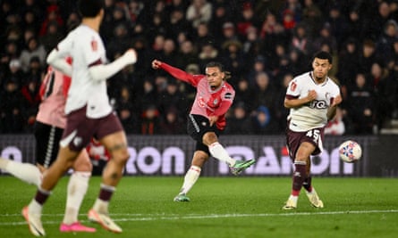 Sékou Mara scores Southampton’s second goal against Watford in the FA Cup this week, earning a tie at Liverpool.