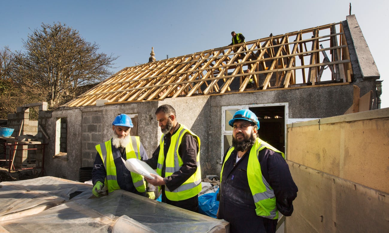 Workers on the building site for the Stornoway mosque