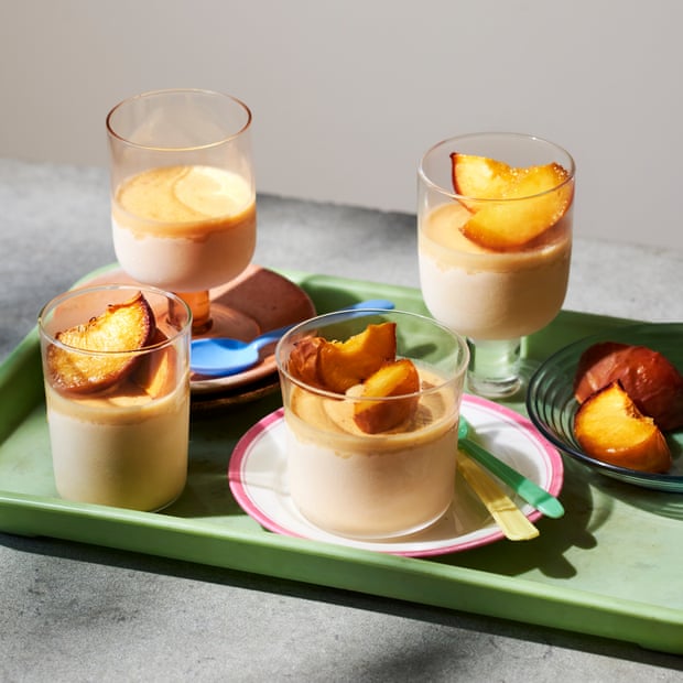 Peacjh perfect: Honey & Co’s roast peach parfait.