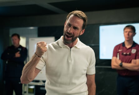 Actor Joseph Fiennes as England football team manager Gareth Southgate in a BBC TV production of Dear England