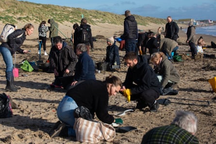 Volunteers at work at Camber Sands beach