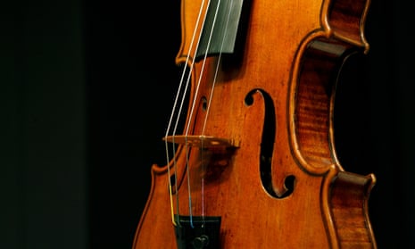 A Stradivari violin known as the Penny at Christie's auction house in New York, 2008. 