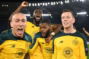 Celtic’s Olivier Ntcham celebrates scoring their second goal.