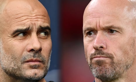 Pep Guardiola and Erik ten Hag meet on the field when United visit City in the Manchester derby.