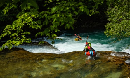 canoeing rapids in Croatia.