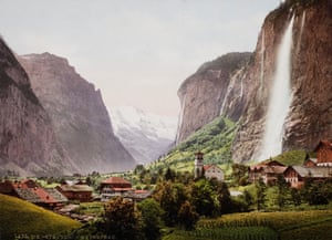 Lauterbrunnen and the Staubbach waterfall, Switzerland. Circa 1900