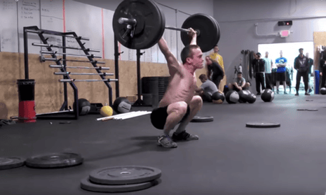 Russel Berger weightlifting at a CrossFit gym