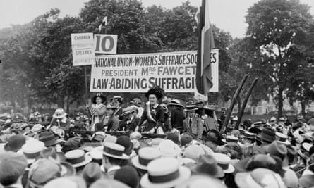 Millicent Fawcett, addressing a suffragist meeting in London’s Hyde Park.