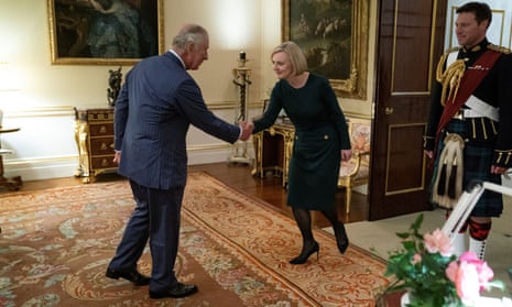 King Charles greets Liz Truss at Buckingham Palace