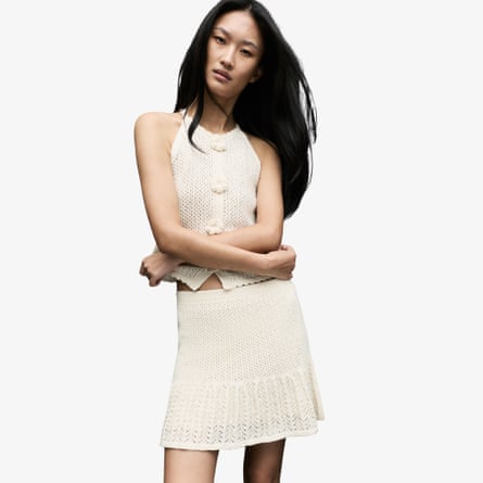 M&S Cotton-Blend Textured Mini Knitted Skirt