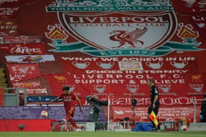 The Kop was covered with banners when matches resumed last season.