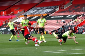 Southampton’s Che Adams scores his side’s second goal.