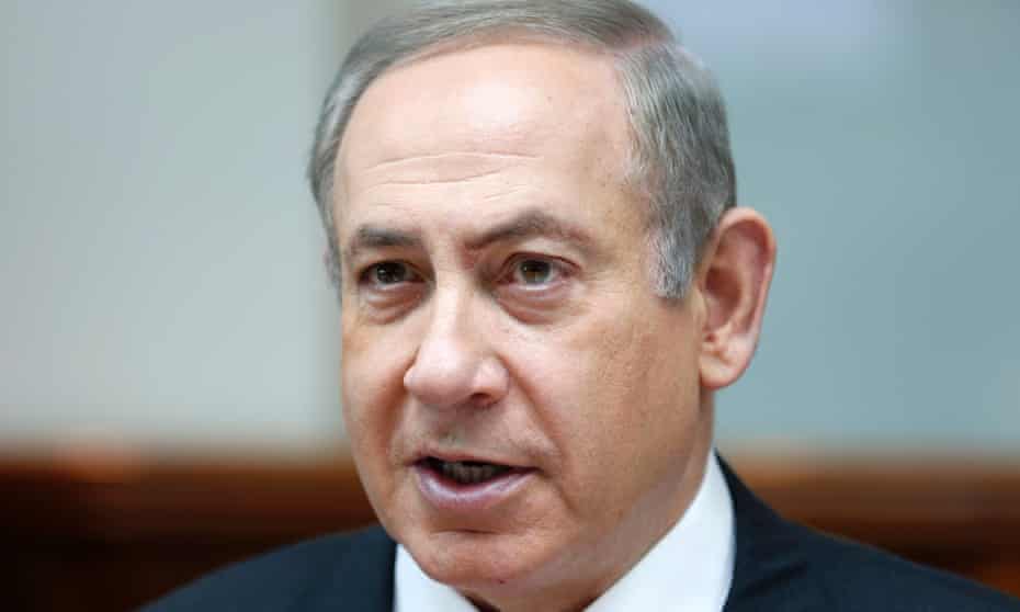 Benjamin Netanyahu attends the weekly cabinet meeting at his office in Jerusalem 